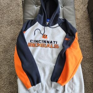 Vintage Reebok Cincinnati Bengals Men's Gray and Orange Hoodie Men Size Large
